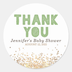 Gold Glitter Elegant Modern Thank You Classic Round Sticker