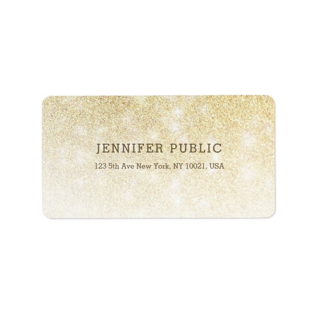 Gold Glitter Elegant Professional Modern Glamourou Label (Front)