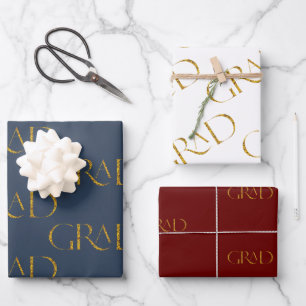 gold glitter elegant script graduation  wrapping p wrapping paper sheet