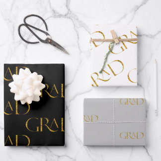 Gold Glitter Elegant Script Graduation  Wrapping Paper Sheet