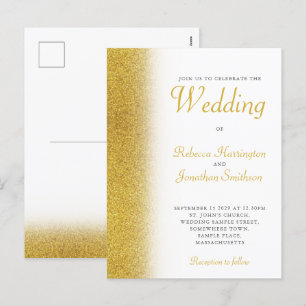 Gold Glitter Elegant Wedding Invitation Postcard