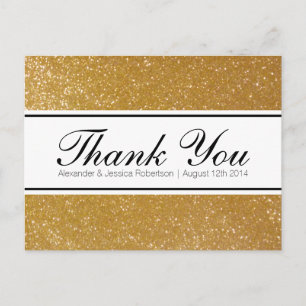 Gold glitter elegant wedding thank you postcards