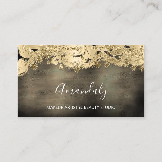 Gold Glitter Event Planner Fashion Shop  Black Business Card (Front)