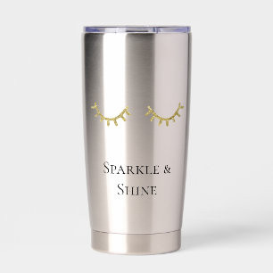 Gold Glitter Eyelashes  Insulated Tumbler