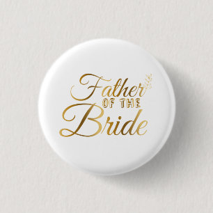 Gold Glitter Father Of The Bride 1 Inch Round Button