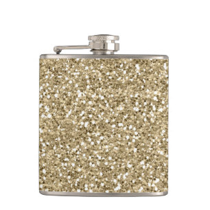 Gold Glitter Faux Foil Confetti Hip Flask