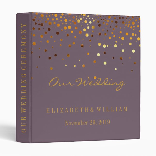 Gold Glitter Faux Foil Confetti Personalize Binder (Front/Spine)