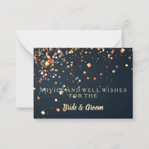 Gold Glitter Faux Foil Wedding Advice Card