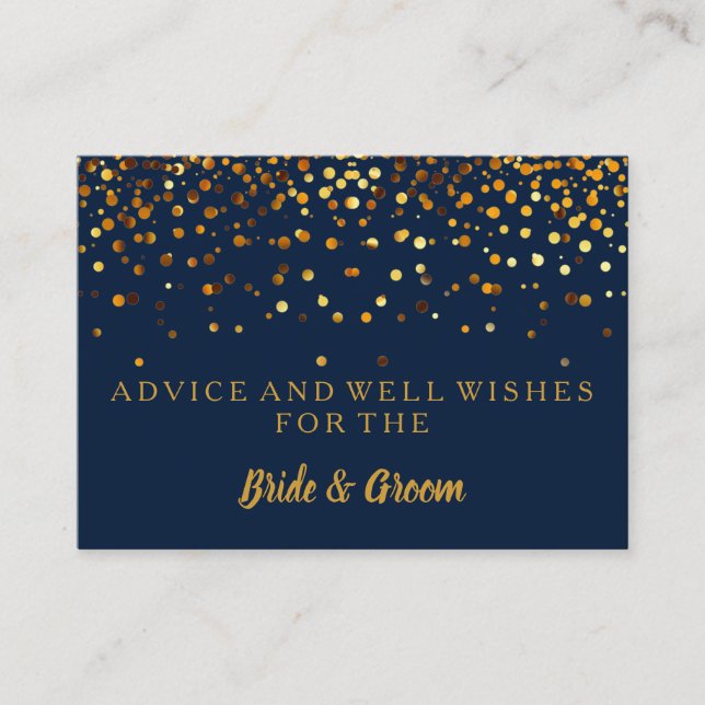 Gold Glitter Faux Foil Wedding Advice Card (Front)