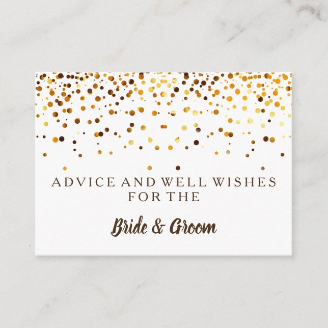 Gold Glitter Faux Foil Wedding Advice Card (Front)