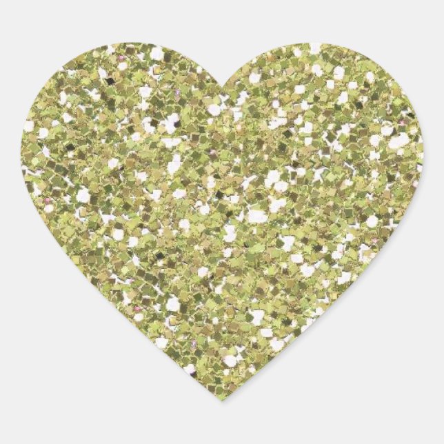 Gold Glitter (Faux) Heart Sticker (Front)