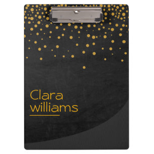 Gold Glitter Faux Sparkle Confetti Modern Elegant Clipboard
