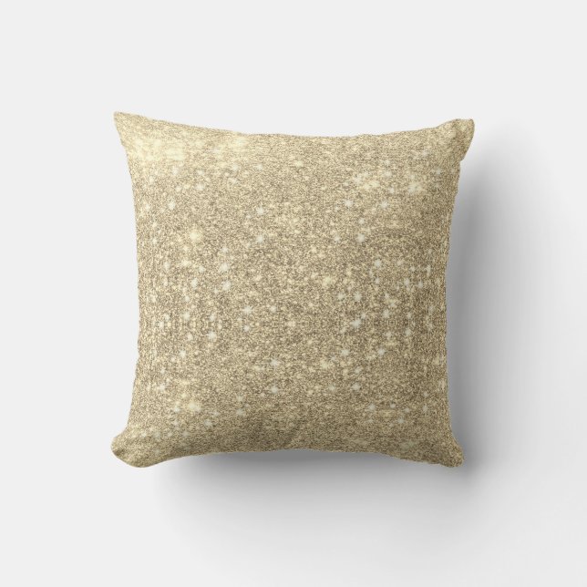 Gold Glitter Faux Sparkle Throw Pillow (Front)