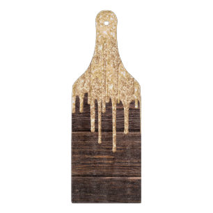 Gold glitter faux wood charcuterie epoxy look cutting board