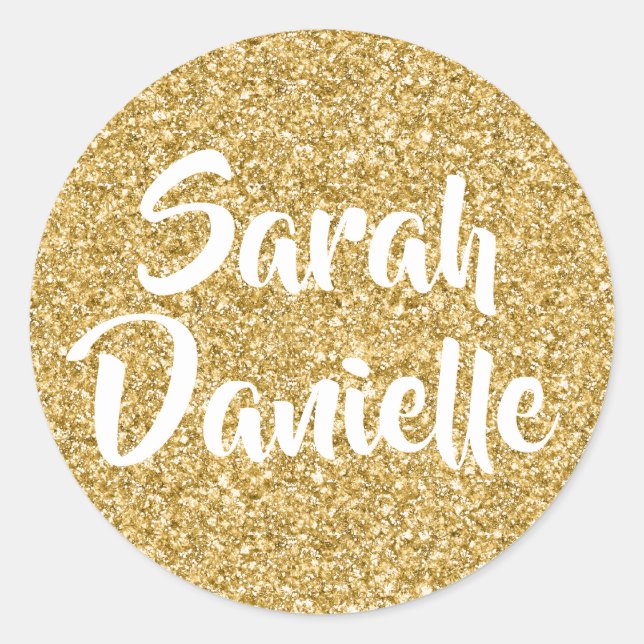 Gold Glitter Favour Sticker (Front)