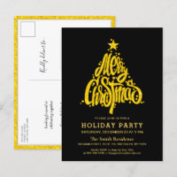 Gold Glitter Festive Black Christmas Holiday Party
