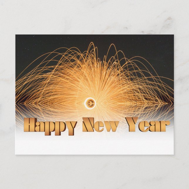 Gold Glitter Fireworks Happy New Year 2016 Holiday Postcard (Front)