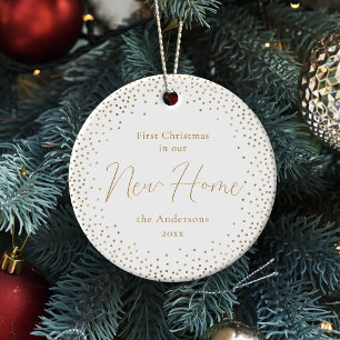 Gold Glitter First Christmas In Our New Home Ceramic Ornament