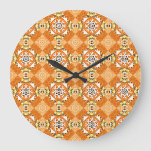 Gold Glitter Fishnet: Sparkling Seamless Large Clock