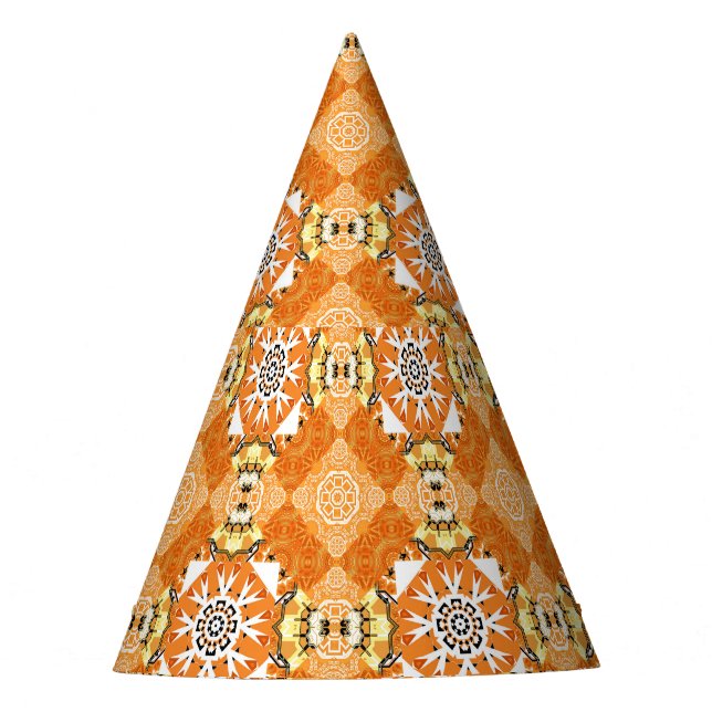 Gold Glitter Fishnet: Sparkling Seamless Party Hat (Front)