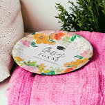Gold glitter floral botanical class of graduation paper plate<br><div class="desc">Class of 2024!! Celebrate your big achievement in style with our enchanting Gold Glitter Floral graduation party paper plate! This botanical-inspired design features hand-painted wildflowers in stunning shades of orange, pink, yellow and green, bringing a burst of natural beauty to your special day. With delicate gold glitter accents for a...</div>