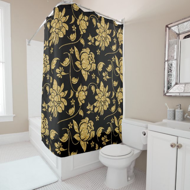 Gold Glitter Floral Damasks Pattern (In Situ)