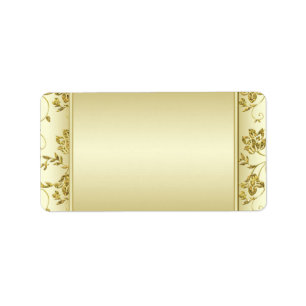 Gold Glitter Floral Return Address Label - Blank