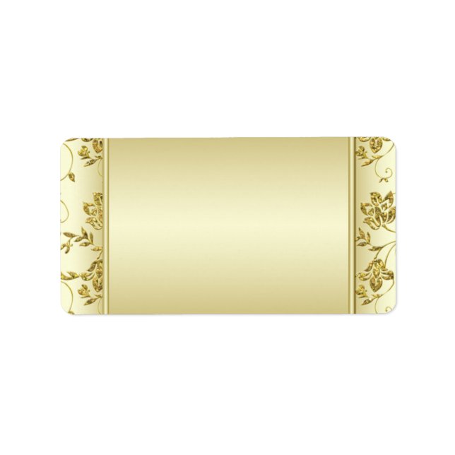 Gold Glitter Floral Return Address Label - Blank (Front)