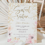 Gold glitter floral watercolor girly pink Sweet 16 Invitation<br><div class="desc">Soft pastel loose floral watercolor girly elegant Sweet 16 birthday party ,  with hand painted light soft pastel pink,  yellow,  peach flowers arrangement and modern and chic script calligraphy  and gold glitter sparkles confetti,  and a gold elegant script.</div>