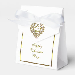 Gold Glitter Flourish Valentine Favor Box