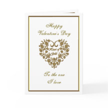 Gold Glitter Flourish Valentine Greeting Card