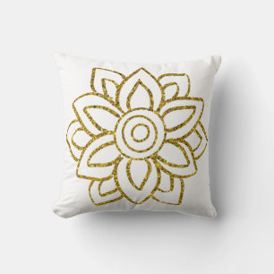 Gold Glitter Flower Poinsettia two-sided Throw Pillow