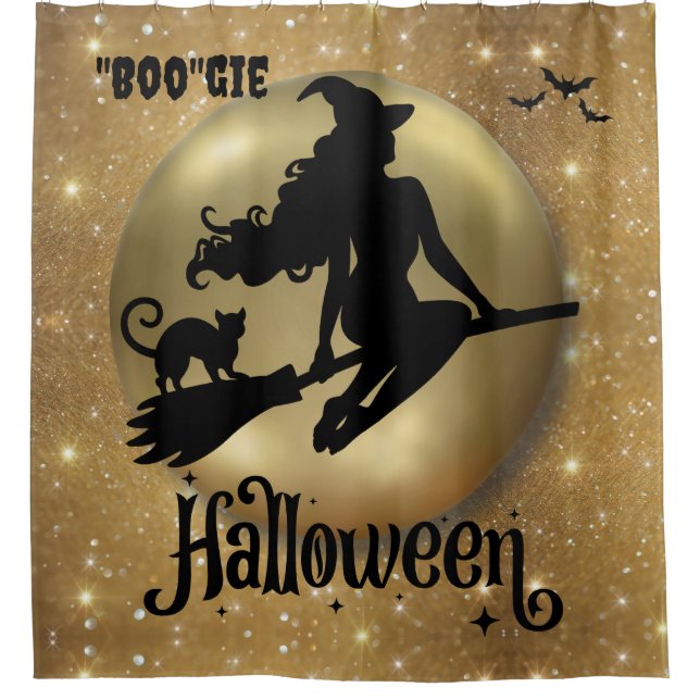 Gold Glitter Flying Witch Bougie (Front)