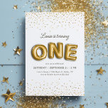 Gold Glitter Foil Balloon 1st Birthday Invitation<br><div class="desc">Invite friends and family to your little one's 1st birthday party with this gold glitter and foil balloon birthday invitation!</div>