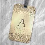 Gold Glitter Foil Monogram Luggage Tag<br><div class="desc">Personalize this gold glitter design with your name and monogram initial.</div>