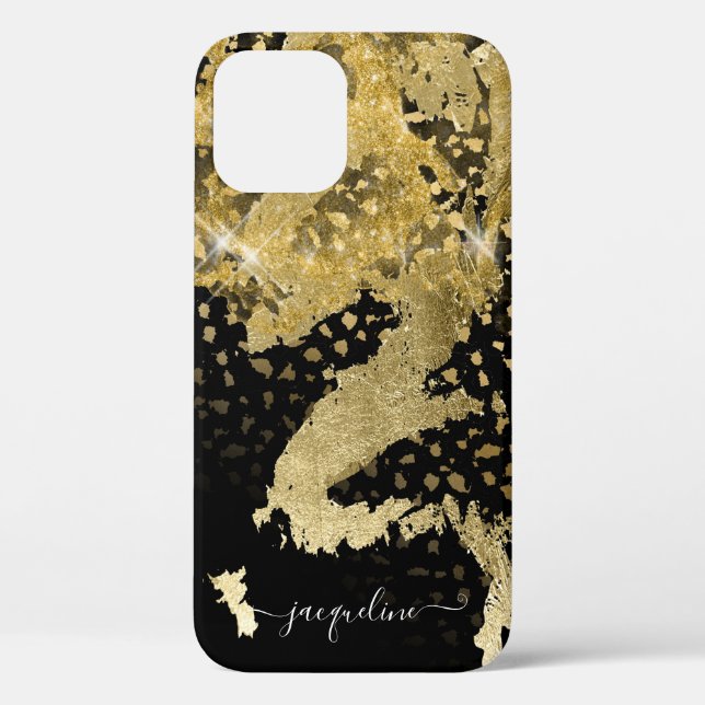 Gold Glitter Foil Sparkle Chic Girly Script Name Case-Mate iPhone Case (Back)