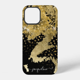 Gold Glitter Foil Sparkle Chic Girly Script Name iPhone 12 Case