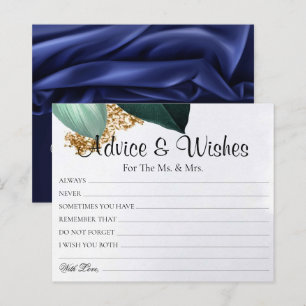 Gold Glitter Foliage Wedding Advice Wishes Cards