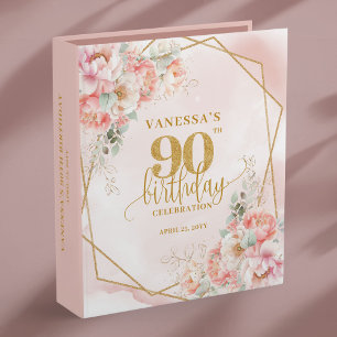 Gold Glitter Frame 90th Birthday Memory Album  Binder
