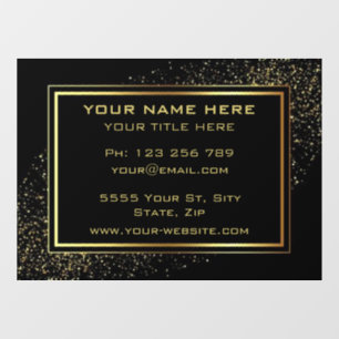 Gold Glitter Frame Golden Text Black Professional Window Cling