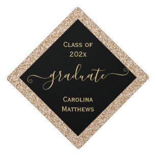 Gold Glitter Frame Graduation Cap Topper