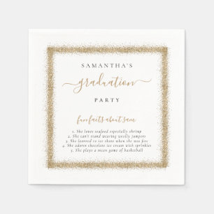 Gold Glitter Fun Facts Name Graduation Party  Napkin