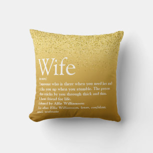 Gold Glitter Fun Glam World's Best Wife Definition Throw Pillow