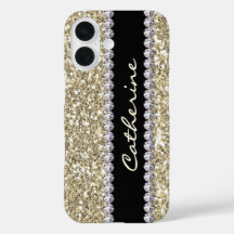 Gold Glitter Gems with Name and Mongram