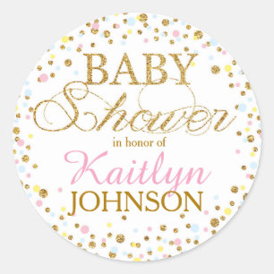 Gold Glitter Gender Neutral Baby Shower Label