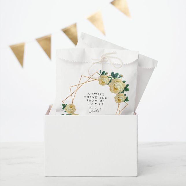 Gold Glitter Geo Elegant Yellow Floral Wedding Favour Bag (Party)