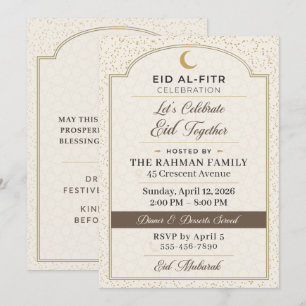 Gold Glitter Geometric Eid Al-Fitr Celebration Invitation