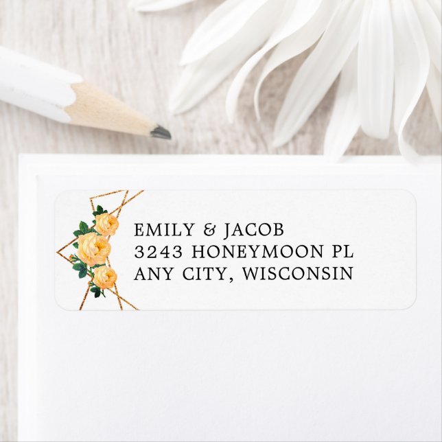 Gold Glitter Geometric Orange Floral Wed Address (Insitu)