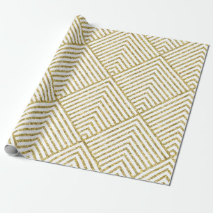 Gold Glitter Geometric Pattern Wrapping Paper