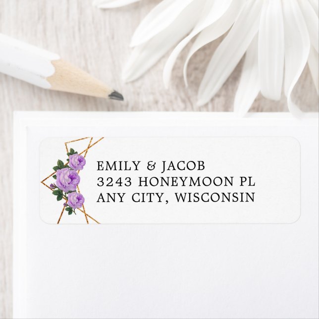 Gold Glitter Geometric Purple Floral Wed Address (Insitu)